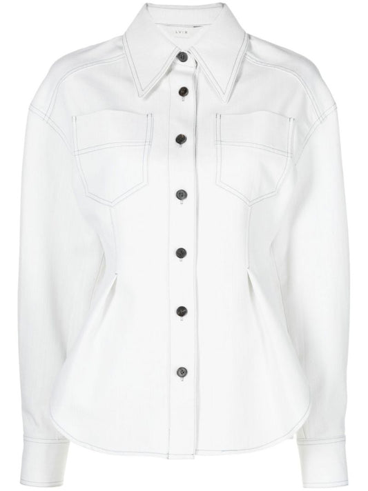Blue Contrast Stitch Denim Shirt