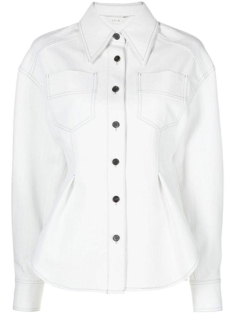 Blue Contrast Stitch Denim Shirt