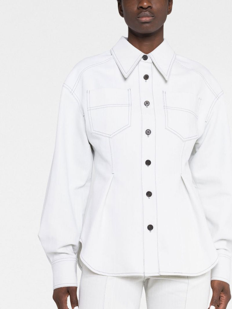 Blue Contrast Stitch Denim Shirt