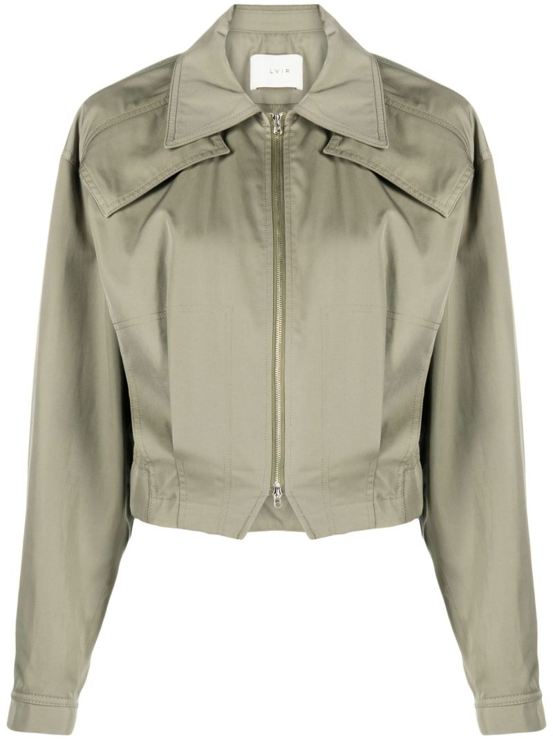 Green Zip-up Cropped Jacket