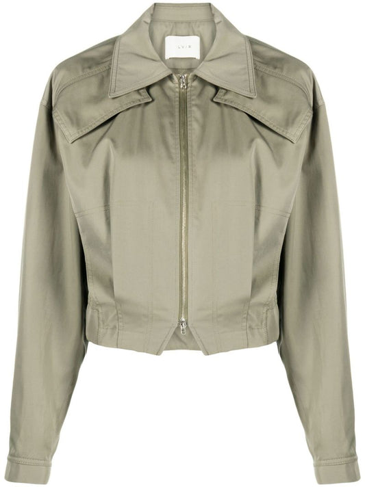 Green Zip-up Cropped Jacket