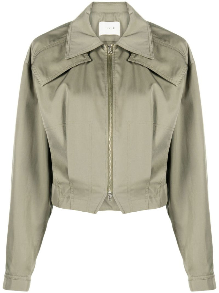 Green Zip-up Cropped Jacket