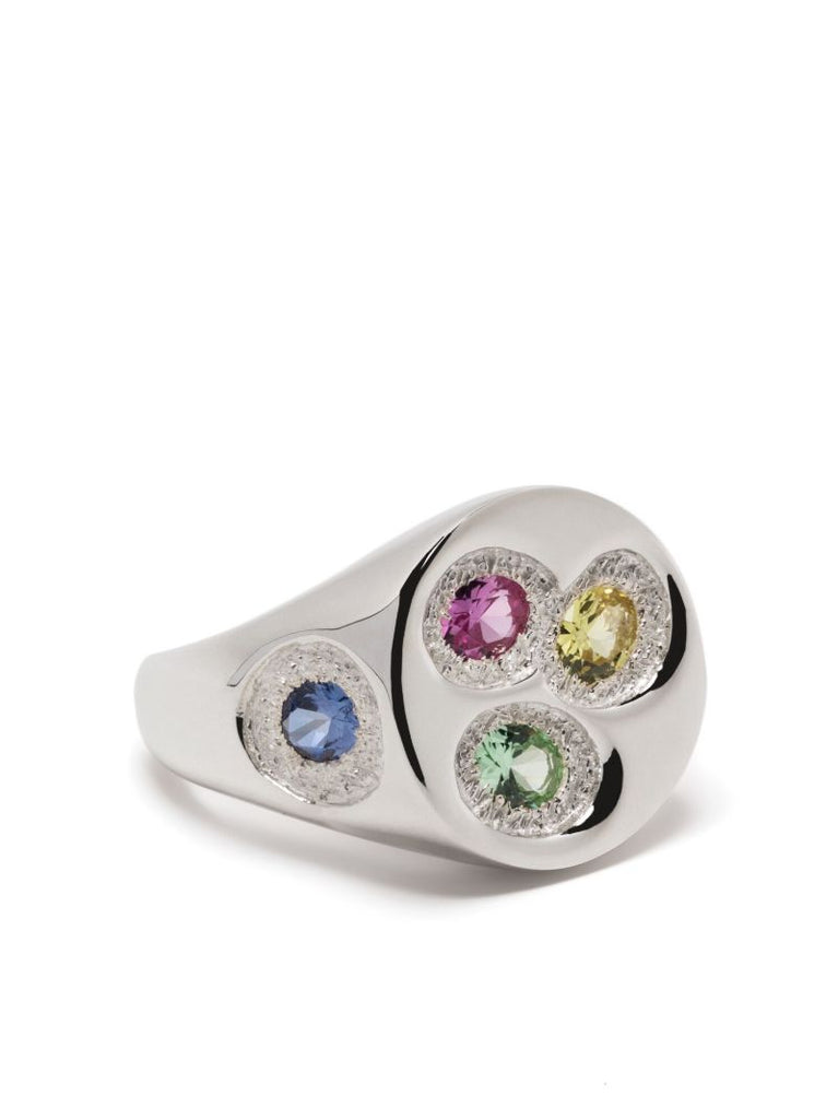 Sterling Silver Oval Chloroplast Sapphire Ring