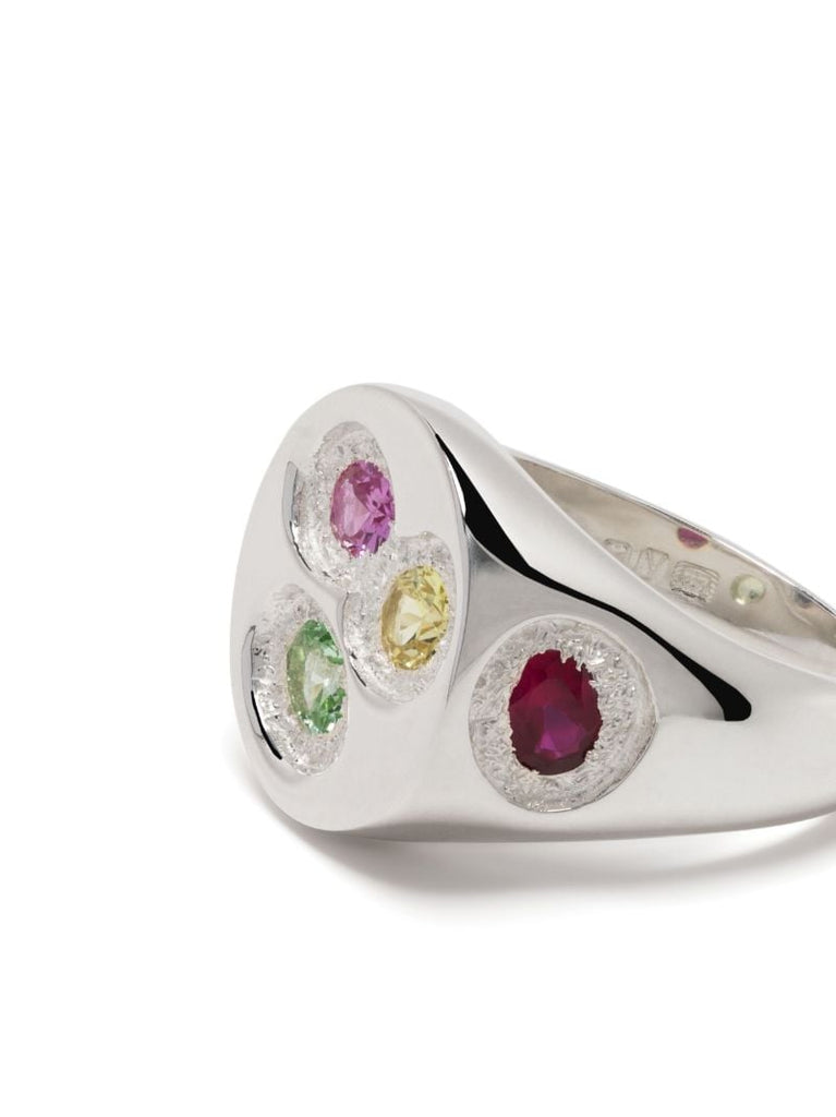 Sterling Silver Oval Chloroplast Sapphire Ring