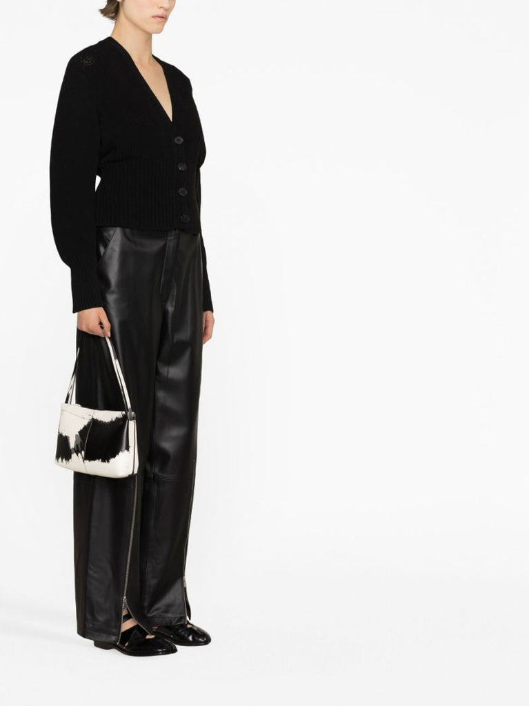 Black V-neck Cotton Cardigan