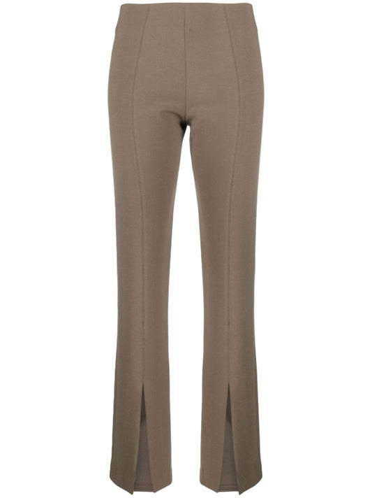 Brown Slit Detail Slim Fit Trousers
