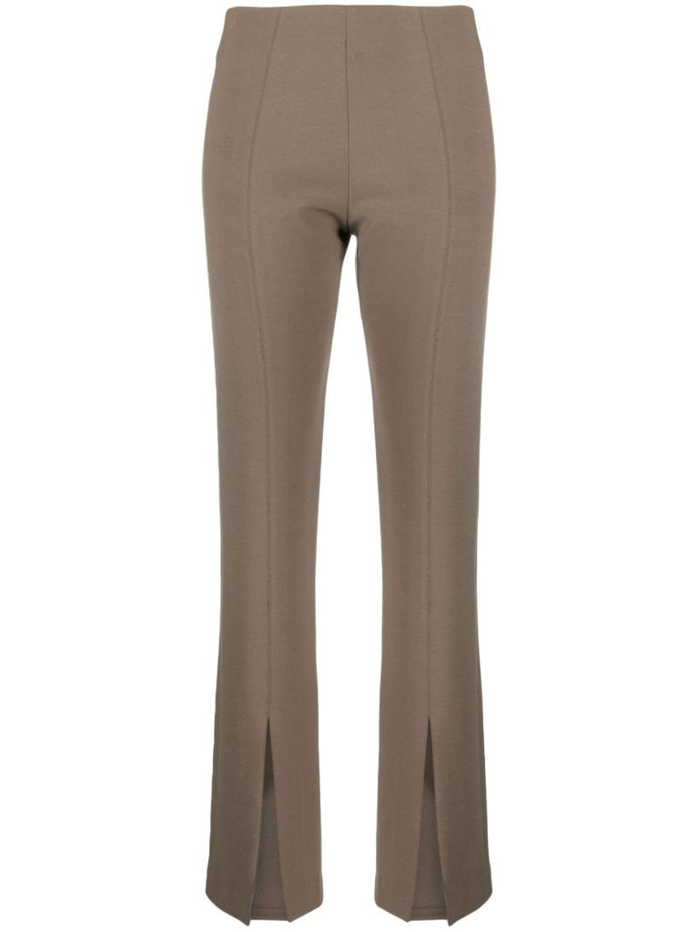 Brown Slit Detail Slim Fit Trousers