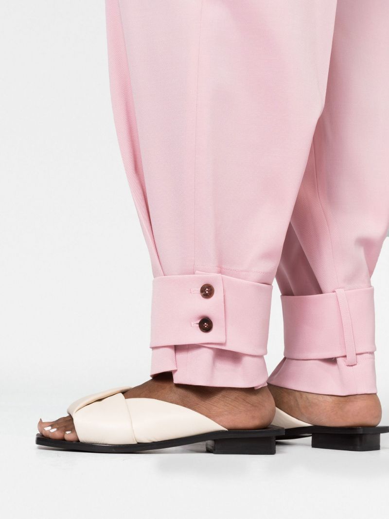 Pink High-waisted Tapered Trousers