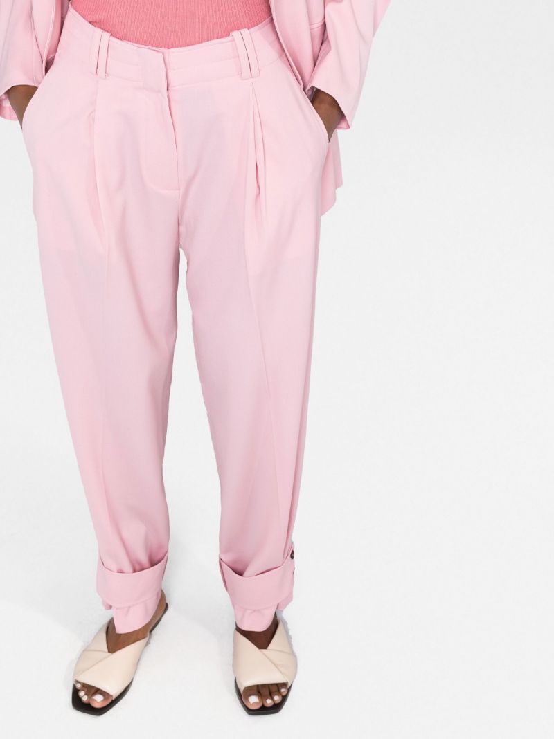 Pink High-waisted Tapered Trousers