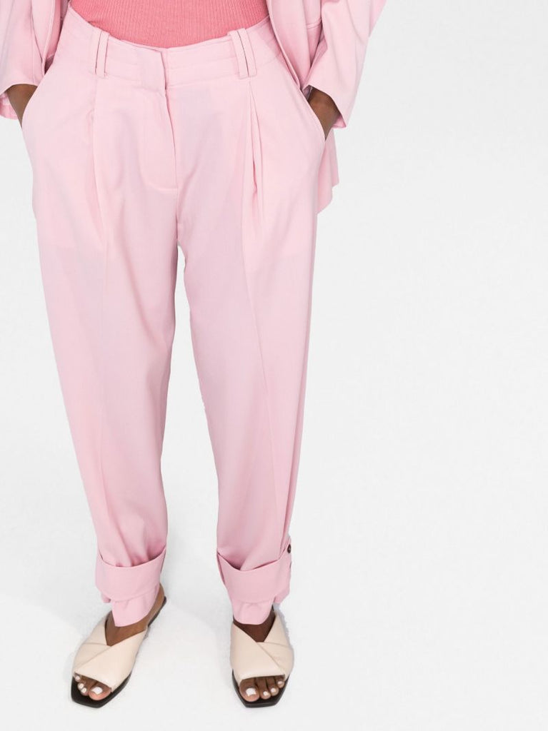 Pink High-waisted Tapered Trousers