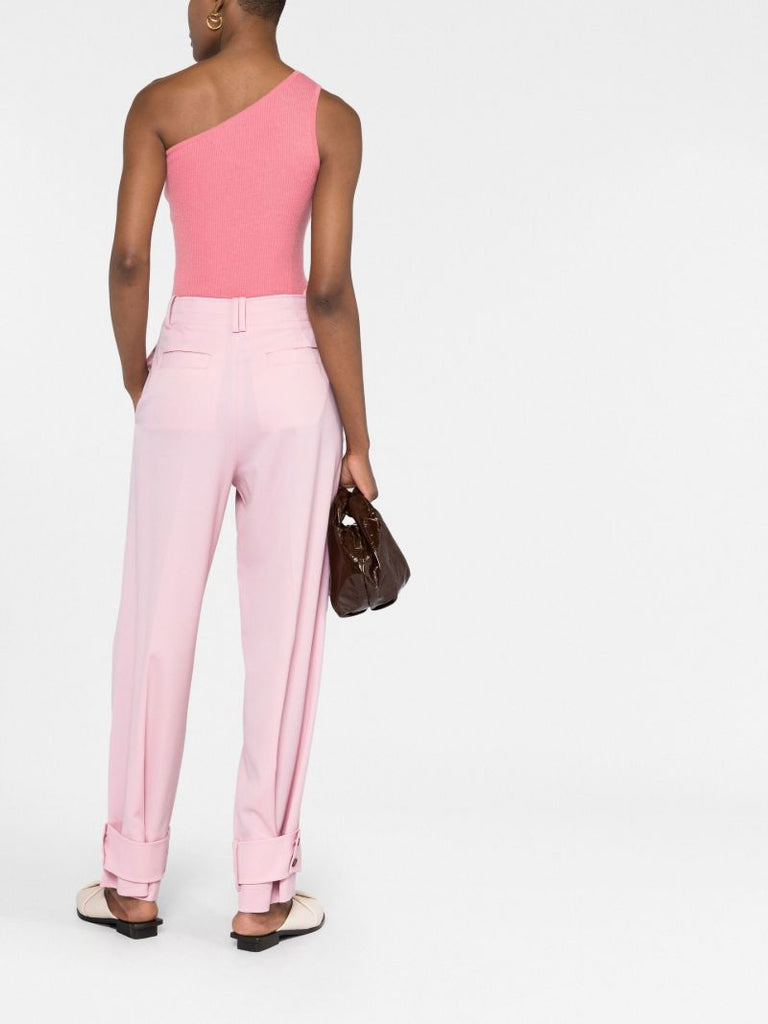 Pink High-waisted Tapered Trousers