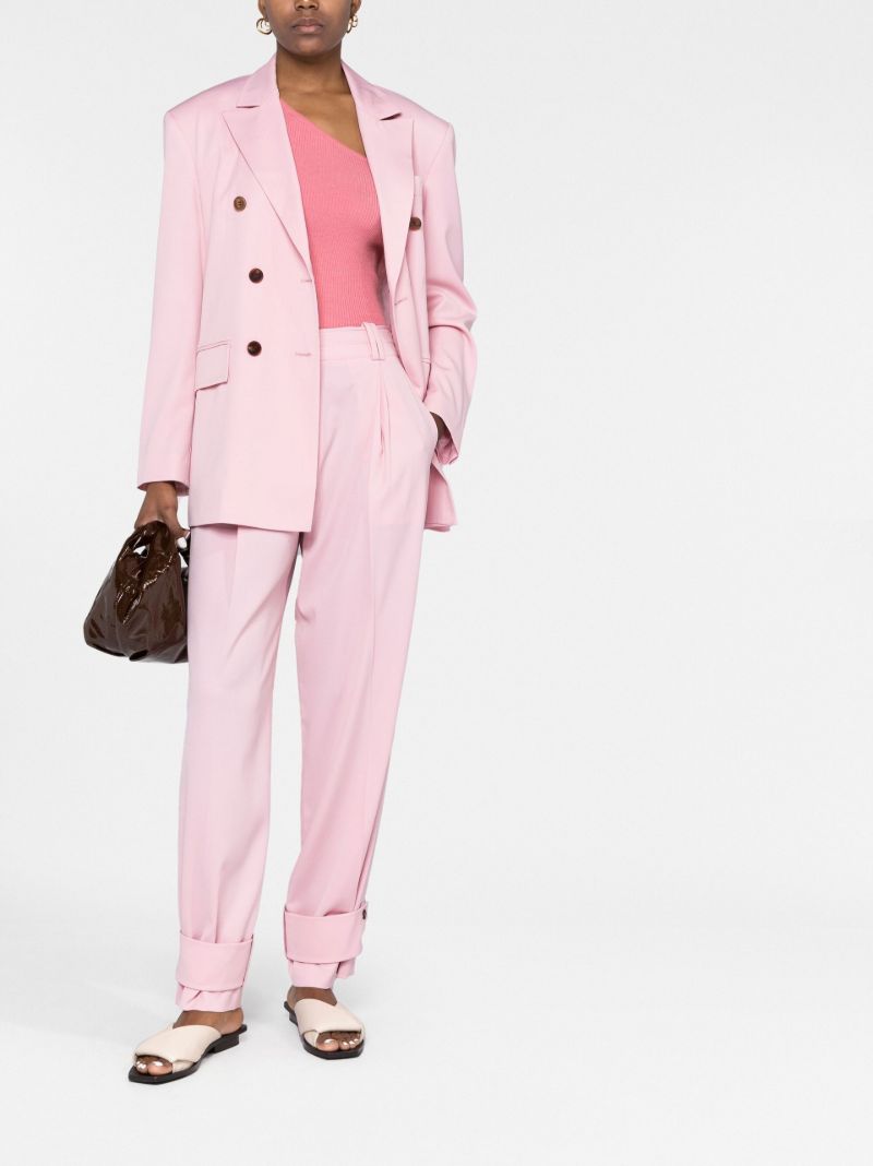 Pink High-waisted Tapered Trousers