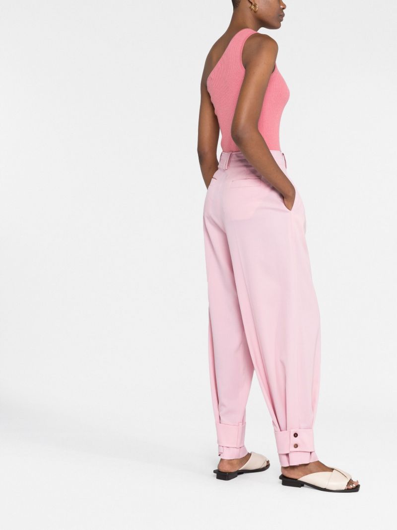 Pink High-waisted Tapered Trousers