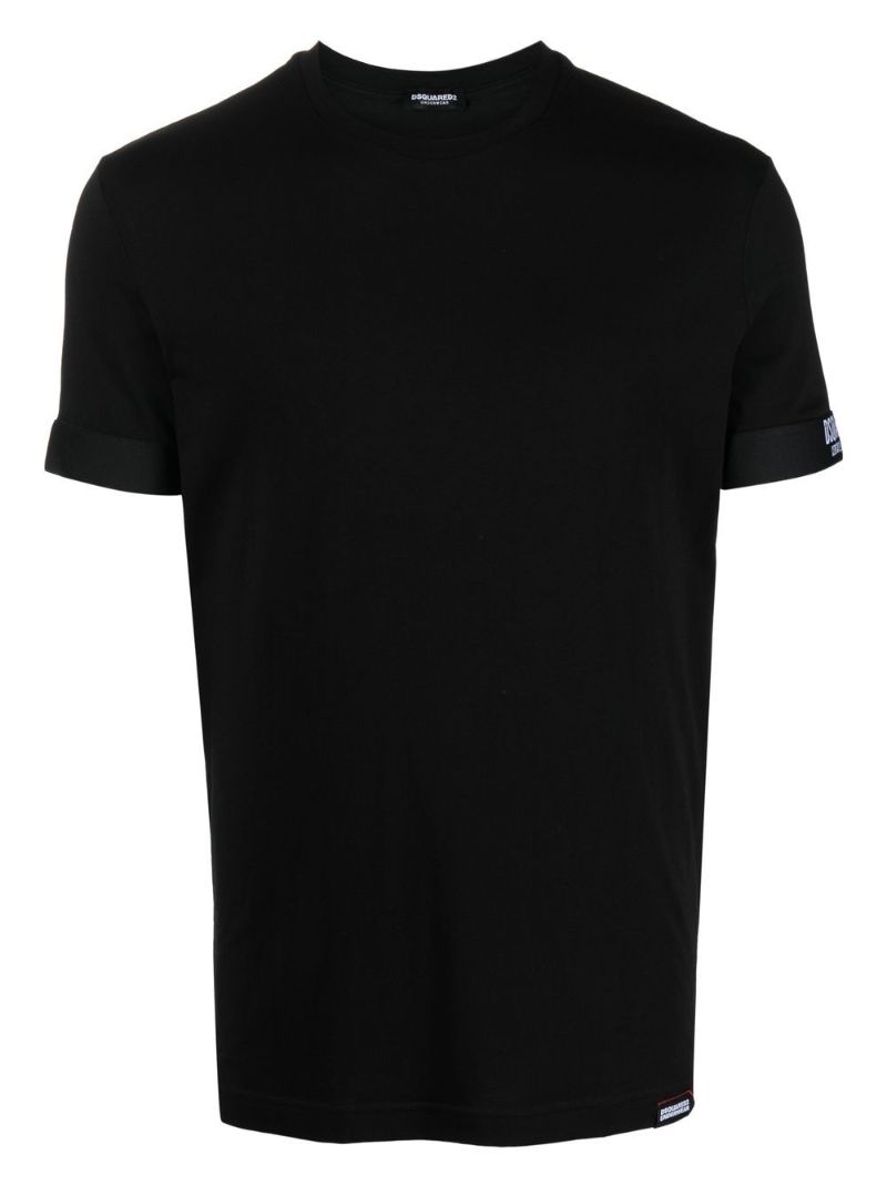 Black Logo Print Cotton T-shirt