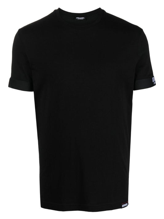 Black Logo Print Cotton T-shirt