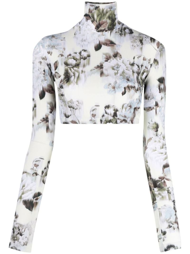 Neutral Chine Floral Print Crop Top