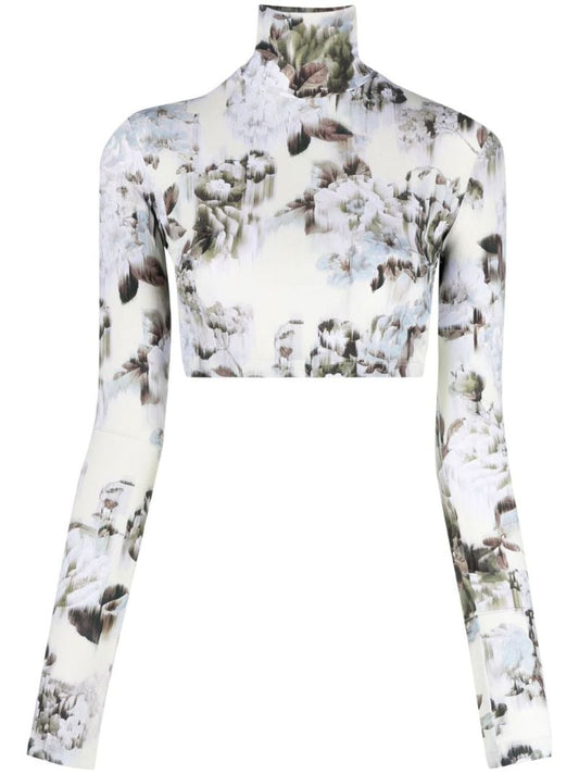 Neutral Chine Floral Print Crop Top
