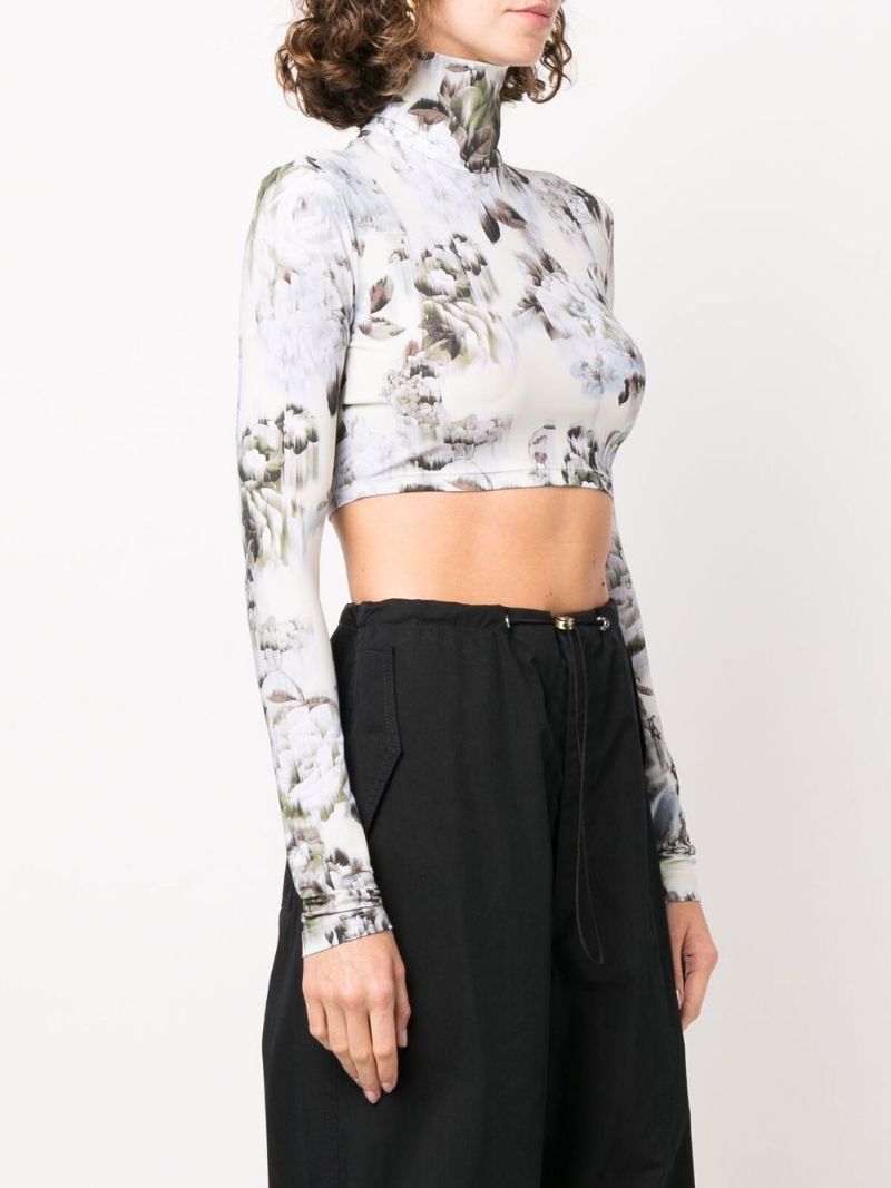 Neutral Chine Floral Print Crop Top