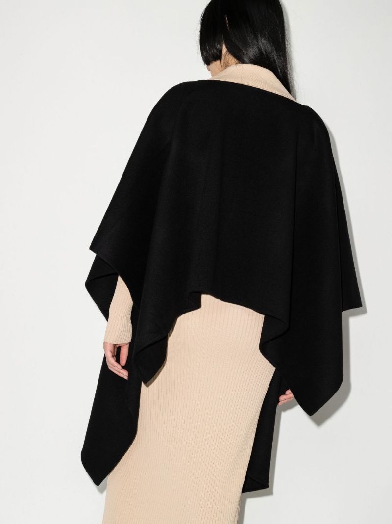 Black Kamin Asymmetrical Hem Wool Cape