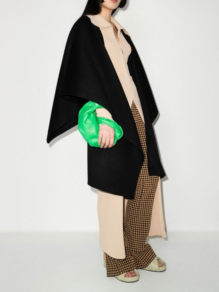 Black Kamin Asymmetrical Hem Wool Cape
