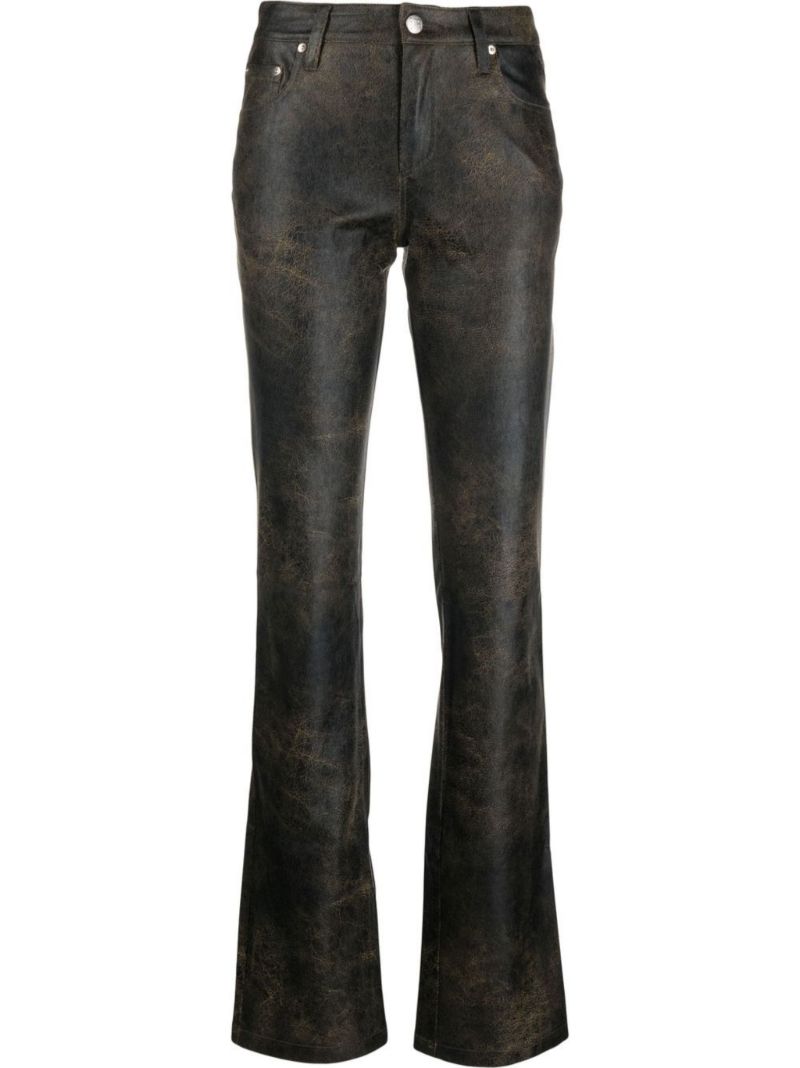 Black Cracked Vegan Leather Trousers