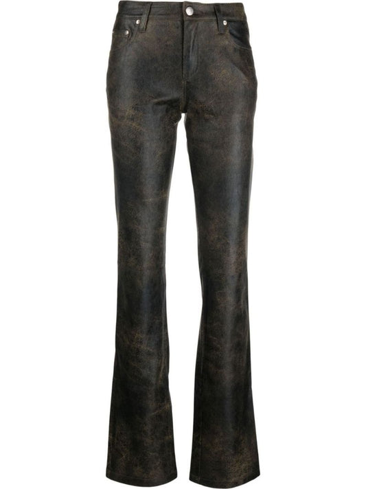 Black Cracked Vegan Leather Trousers