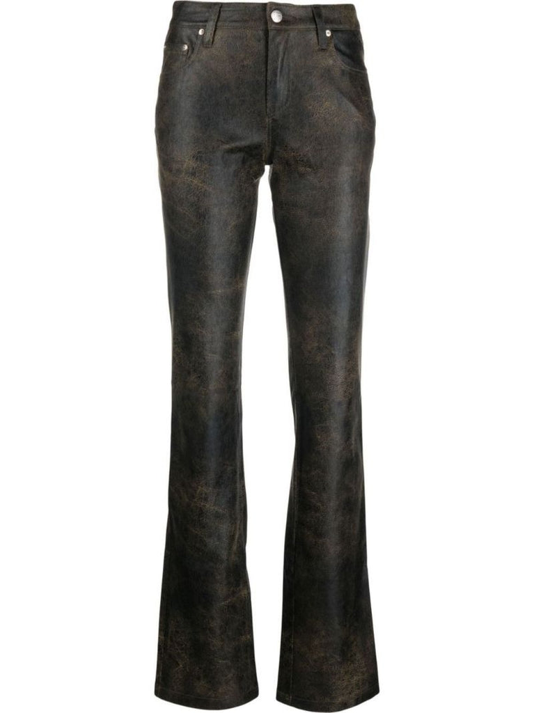 Black Cracked Vegan Leather Trousers