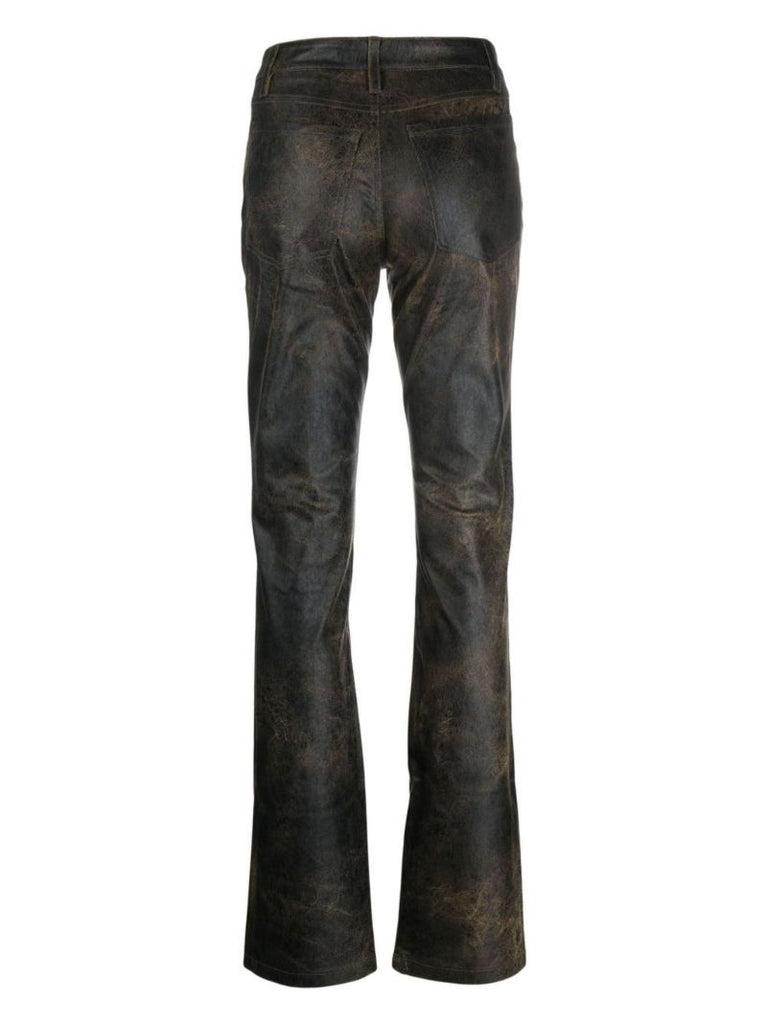 Black Cracked Vegan Leather Trousers