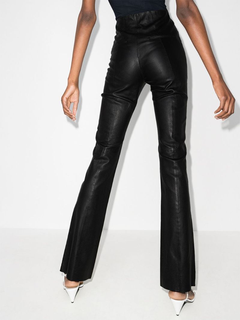 High Waist Flared Leather Trousers