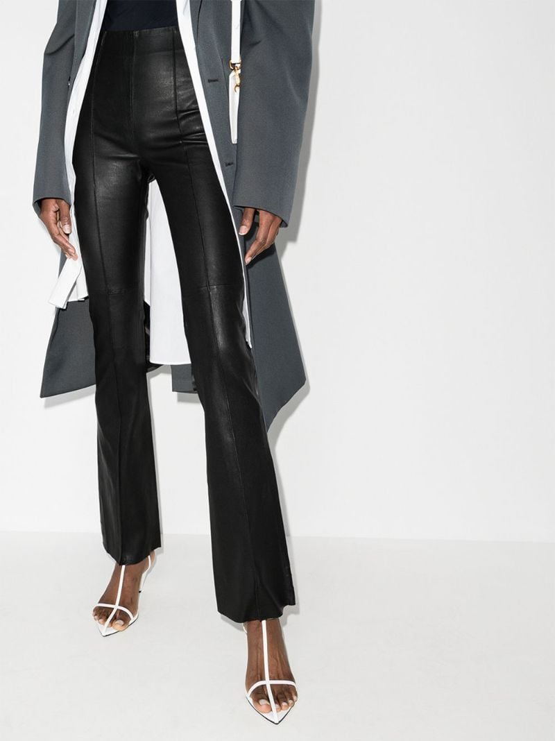 High Waist Flared Leather Trousers