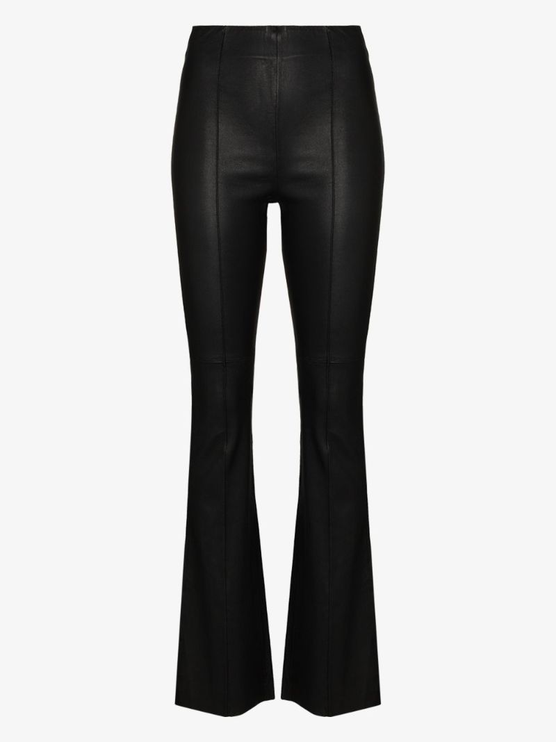 High Waist Flared Leather Trousers