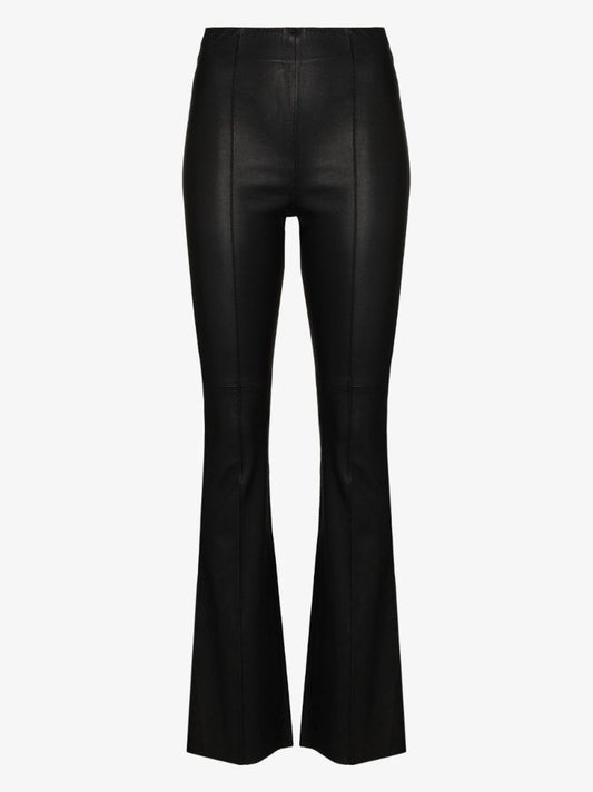 High Waist Flared Leather Trousers