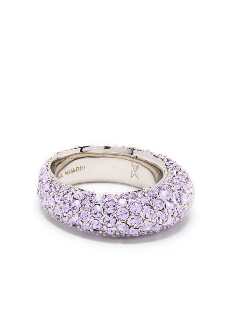 Purple Silver-tone Cameron Crystal Ring