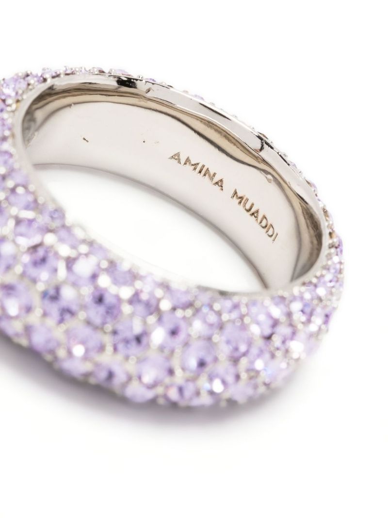 Purple Silver-tone Cameron Crystal Ring