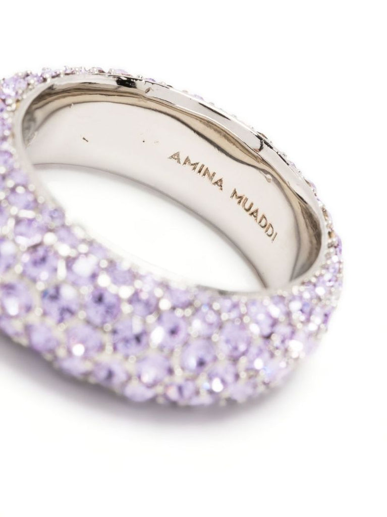 Purple Silver-tone Cameron Crystal Ring