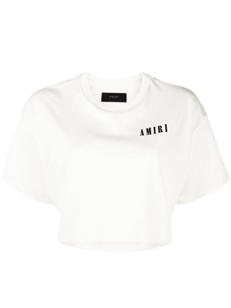 Neutral Logo Print Cropped T-shirt