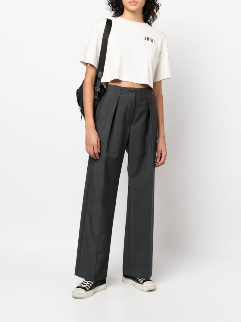 Neutral Logo Print Cropped T-shirt