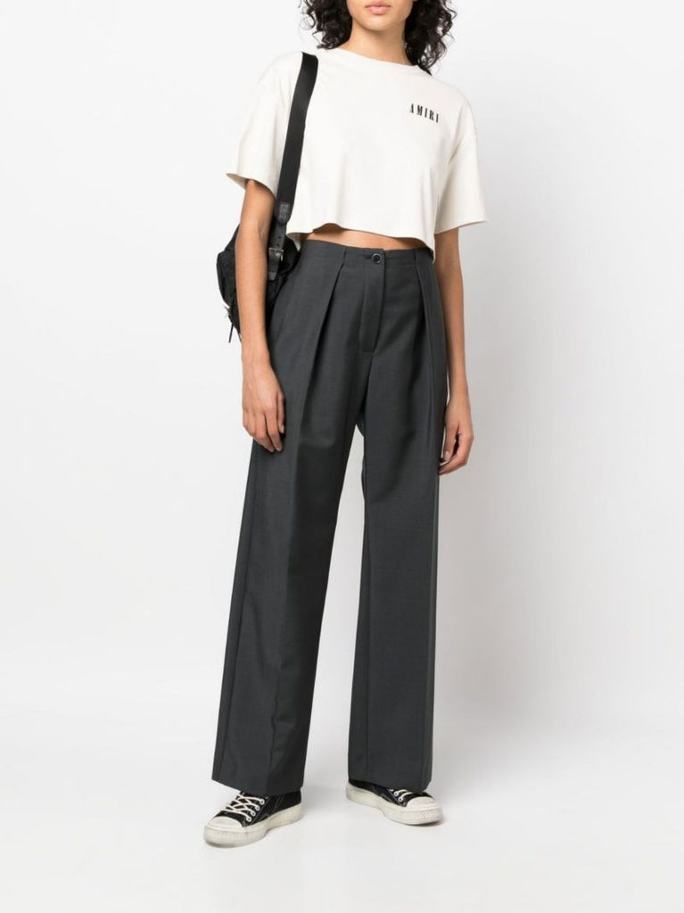 Neutral Logo Print Cropped T-shirt