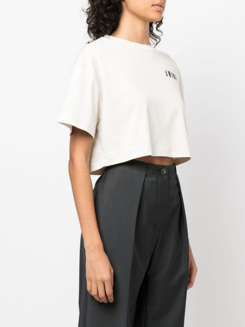 Neutral Logo Print Cropped T-shirt