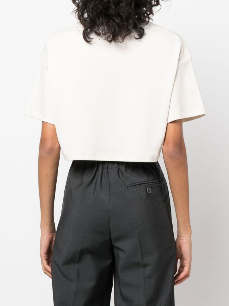 Neutral Logo Print Cropped T-shirt