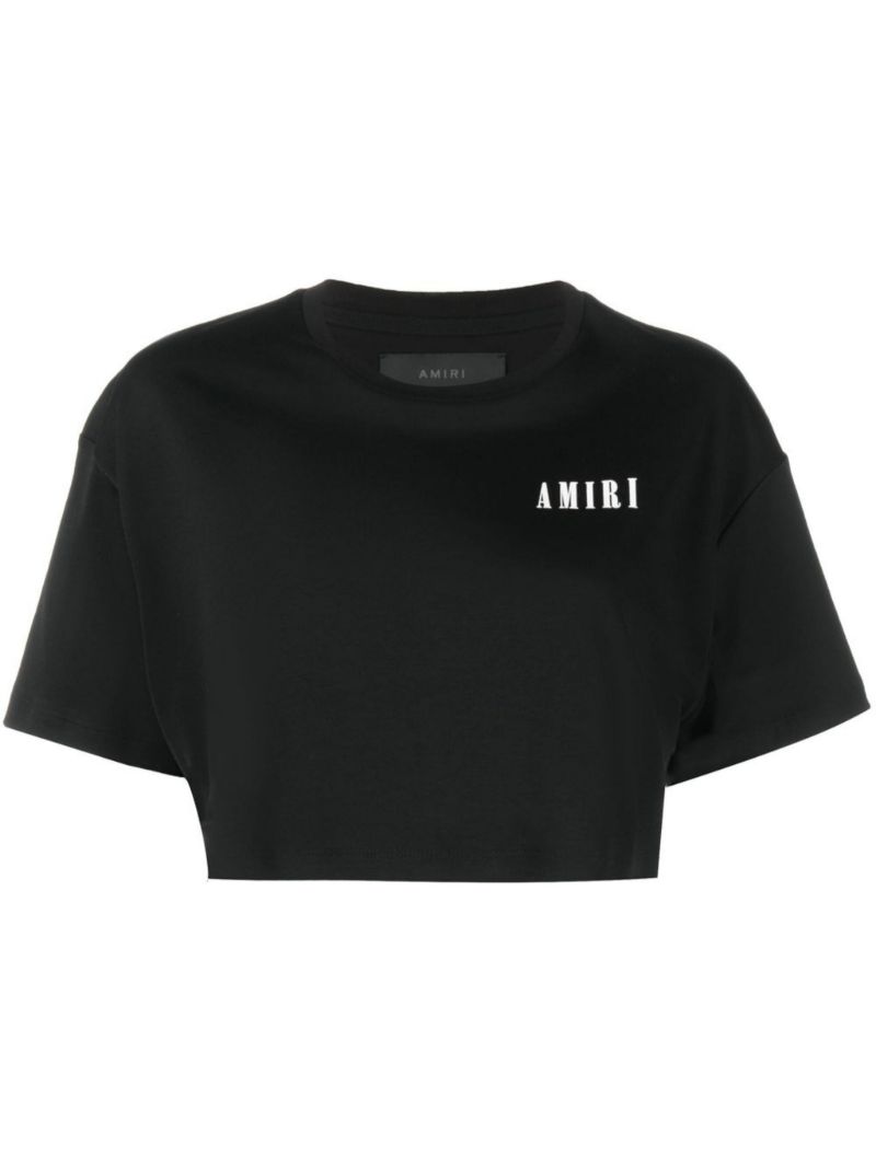 Black Logo Print Cropped T-shirt