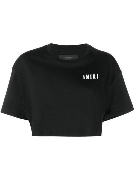 Black Logo Print Cropped T-shirt