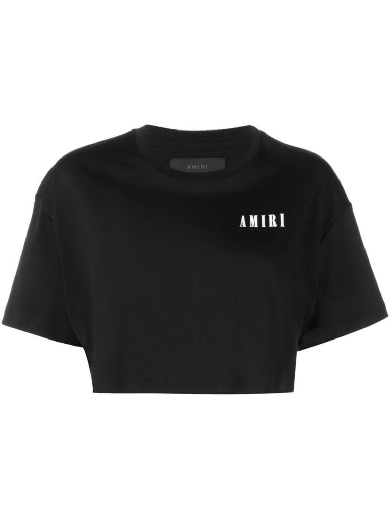 Black Logo Print Cropped T-shirt
