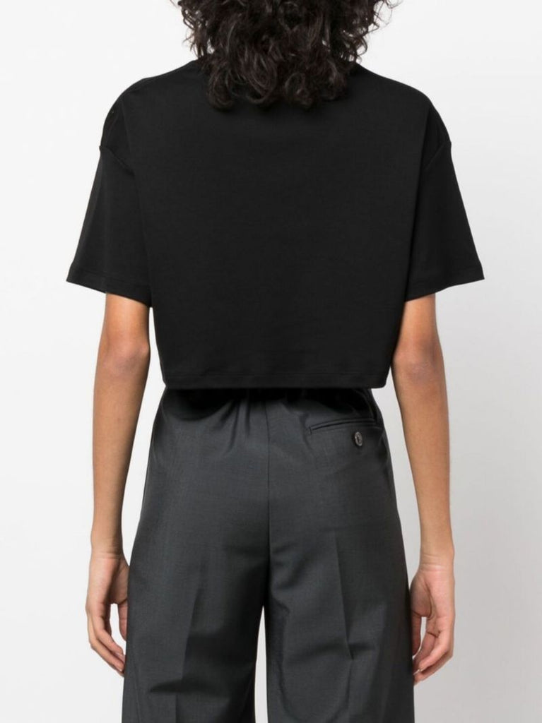 Black Logo Print Cropped T-shirt