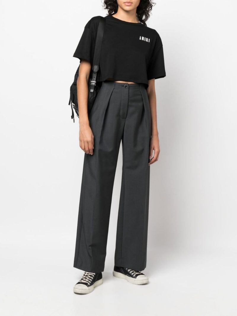 Black Logo Print Cropped T-shirt