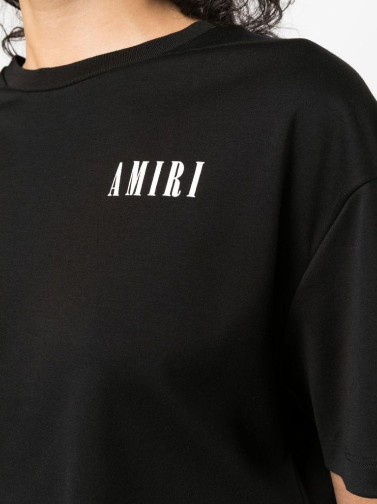Black Logo Print Cropped T-shirt
