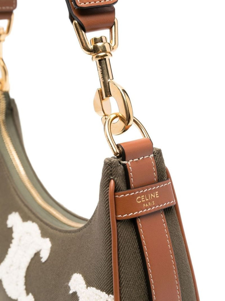 Green Ava Embroidered Shoulder Bag