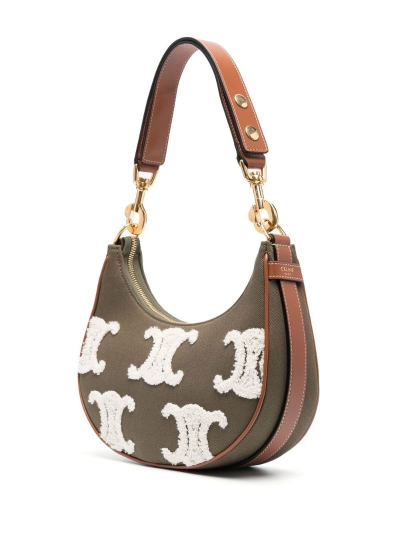 Green Ava Embroidered Shoulder Bag