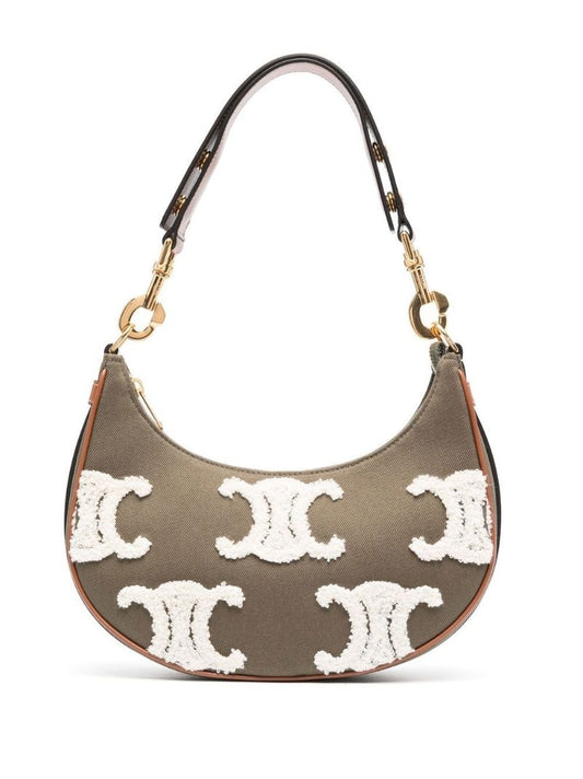 Green Ava Embroidered Shoulder Bag