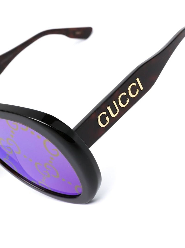 Brown Gg Logo Print Oversized Sunglasses